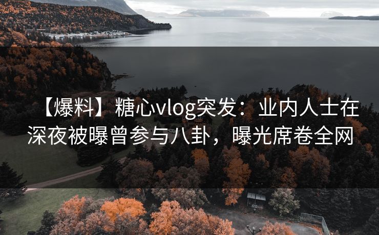 【爆料】糖心vlog突发：业内人士在深夜被曝曾参与八卦，曝光席卷全网