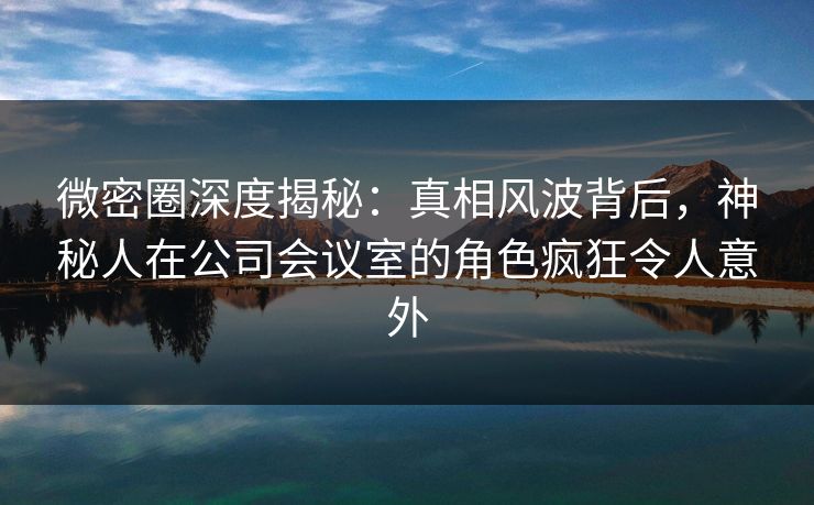 微密圈深度揭秘：真相风波背后，神秘人在公司会议室的角色疯狂令人意外