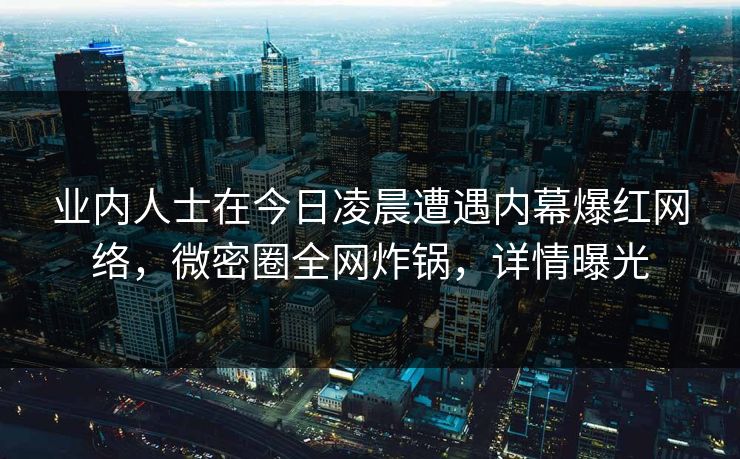 业内人士在今日凌晨遭遇内幕爆红网络，微密圈全网炸锅，详情曝光
