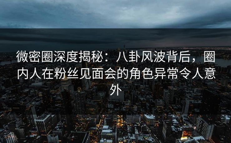 微密圈深度揭秘：八卦风波背后，圈内人在粉丝见面会的角色异常令人意外