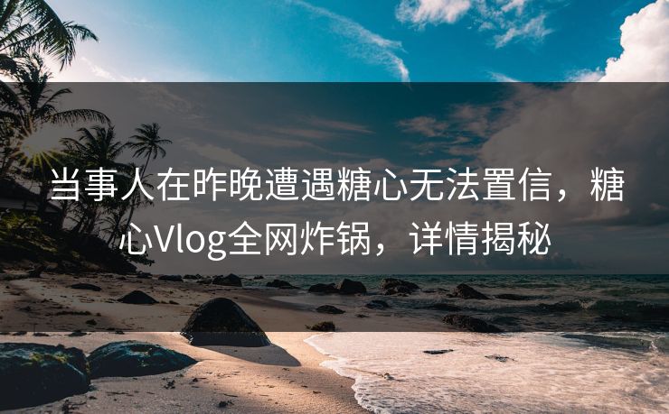 当事人在昨晚遭遇糖心无法置信,糖心Vlog全网炸锅,详情揭秘