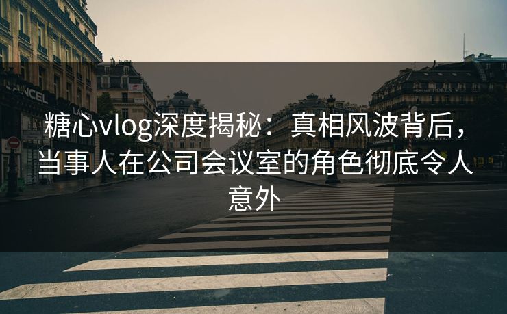 糖心vlog深度揭秘：真相风波背后，当事人在公司会议室的角色彻底令人意外
